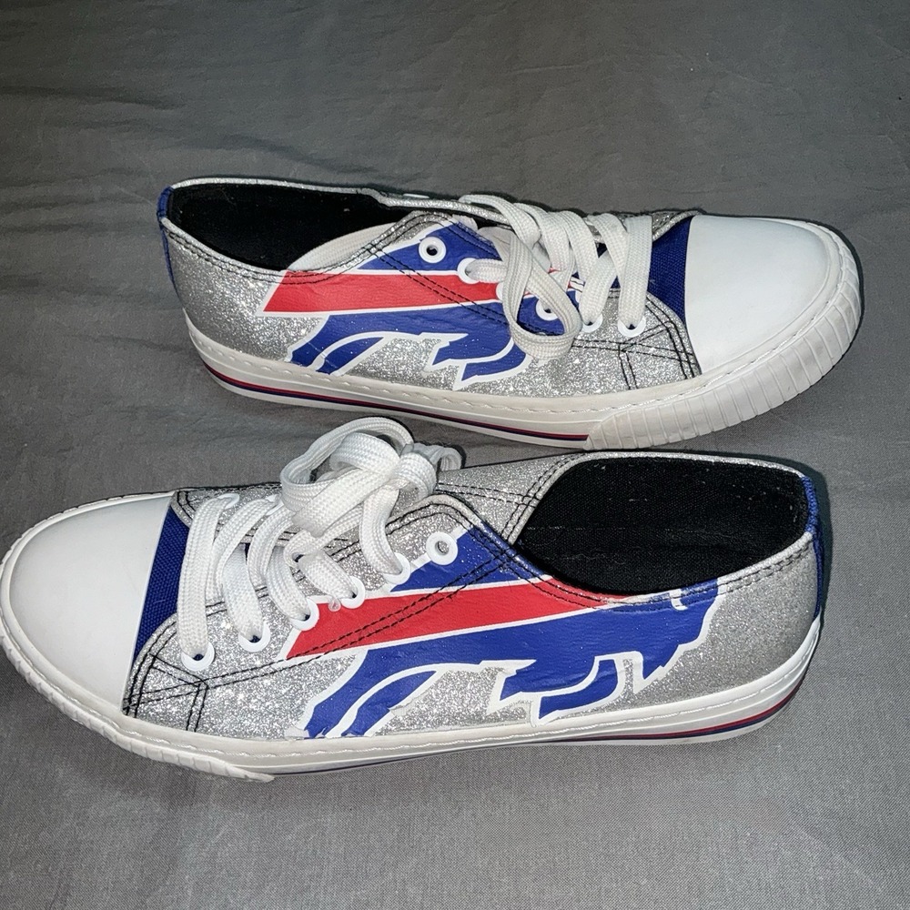 Buffalo Bills Women's Size 9 Shoes Glitter Low Top Canvas Sneakers NFL FOCO